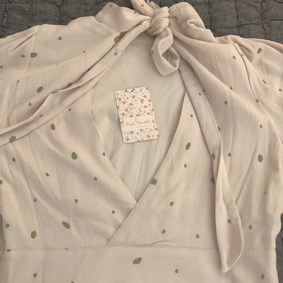 Free People Tan and Green Dot Dress - Picture 2 of 5